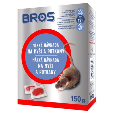 Bros mäkká návnada na myši a potkany 150g