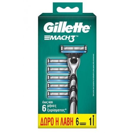 Gillette Mach3 strojček +6ks náhradná hlavica