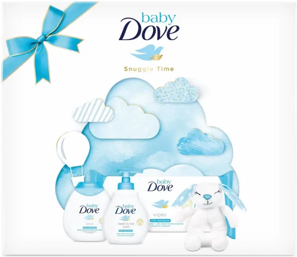 DOVE Baby Rich Moisture súprava s plyšovou hrkálkou